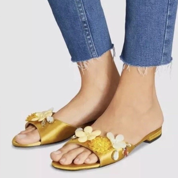 NWOB Marc Jacob's Clara Embellished Slide in Gold Size 36.5 (US Size 6) - Picture 2 of 8